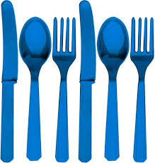 CUBIERTOS METÁLICOS AZULES
