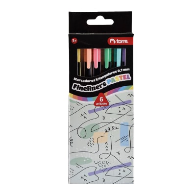 SET FINELINER 6 COLORES PASTELES TORRE1