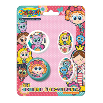 SET 3 GOMAS DE BORRAR Y 1 SACAPUNTA DISTROLLER