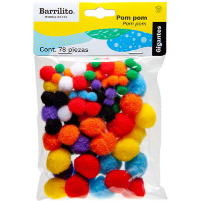 POM POM COLORES MIX BOLSA 78 UN BARRILITO1