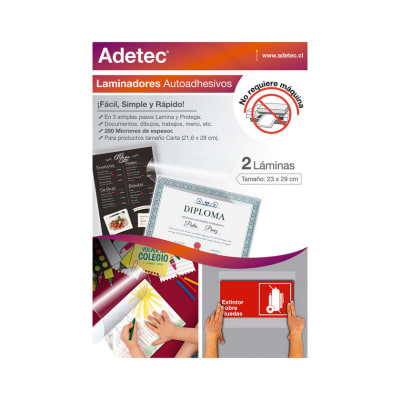 LAMINA AUTOADHESIVA PARA PLASTIFICAR ADETEC - CARTA 229x292 MM