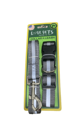 COLLAR Y CORREA PARA MASCOTA (GRIS)1