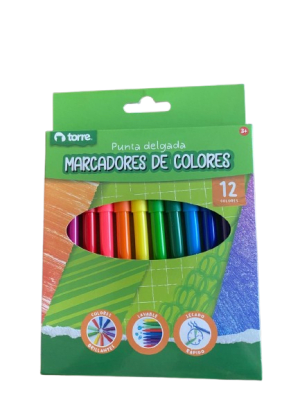 PLUMONES DIBUJO 12 COLORES TORRE