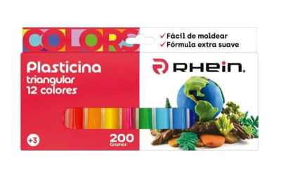 PLASTICINA TRIANGULAR 12 COLORES 200 GRS RHEIN1