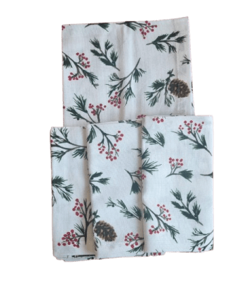 SERVILLETAS DE ALGODÓN 4 PIEZAS  - BAYAS NAVIDEÑAS  40 X 40 CM1
