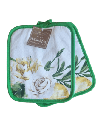 SET 2 TOMA OLLAS ALGODÓN ROSAS