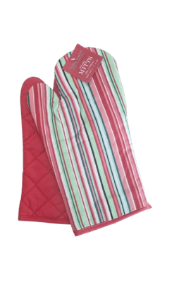 GUANTES HORNO ALGODÓN 2 PIEZAS 18 X 30 CM (RAYAS)