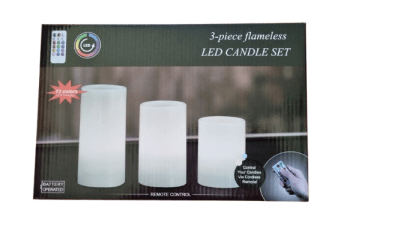 VELA LED 3 PZAS 12 COLORES REMOTE CONTROL