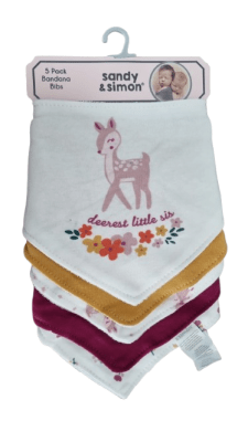 PACK 5 BABEROS BANDANA  NIÑA DEEREST SANDY&SIMON1