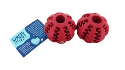 PELOTAS DE GOMA ROJAS 2 UNIDADES PARA MASCOTAS GOOD SCOUT1