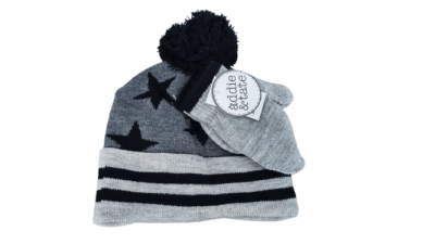 SET GORRO Y GUANTES NIÑO GRIS/NEGRO