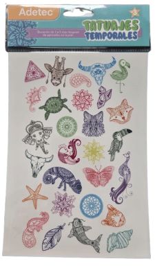 TATUAJES TEMPORALES 1 HJ DISEÑOS SURTIDOS - ADETEC