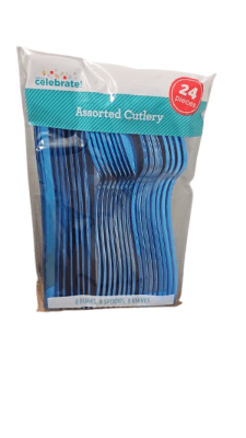 CUBIERTOS METÁLICOS AZULES