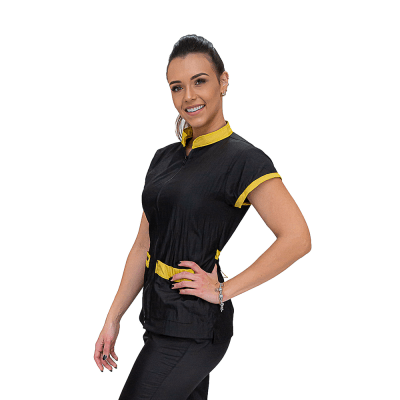 Chaqueta de Peluquería Profesional Negro y Amarillo [Paw Color] (Femenino)1