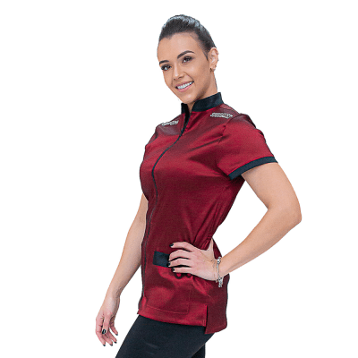Chaqueta de Peluqueria Profesional PREMIUM Marsala y Negro [Paw Color] (Femenino)