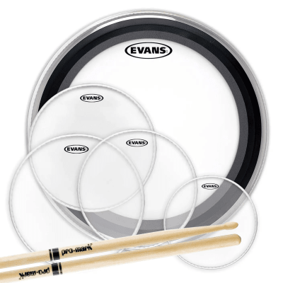 PACK PARCHES ROCK AMERICAN UPGRADE 12/14/16/14/22 EVANS + BAQUETAS PROMARK EPP-AMUP-R2-5A