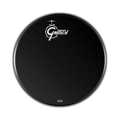PARCHE DE BOMBO 24 EBONY CAPA SIMPLE LOGO BLANCO GRDHEB24 GRETSCH