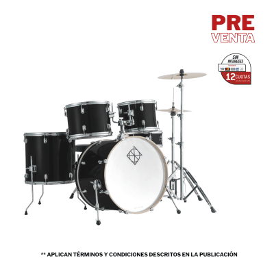 BATERIA 5 PIEZAS CON HARDWARE BLACK 12,13,16,22,14x5,5 PODSP522BBK SPARK DIXON