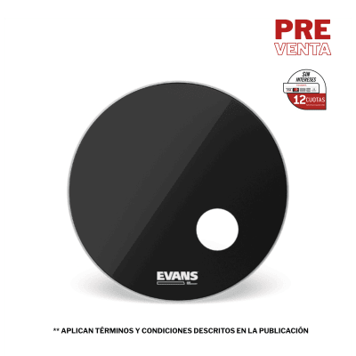 PARCHE BOMBO EVANS EQ3 RESONANTE NEGRO 20