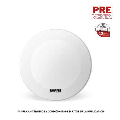 PARCHE BOMBO EVANS EQ3 RESONANTE BLANCO LISO SIN PERFORACIÓN 22