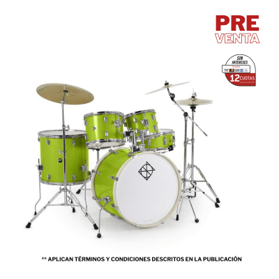 BATERIA 5 PIEZAS CON HARDWARE KEY LIME SPARKLE 10,12,14,20,14x5,5 PODSP520C2KLS SPARK DIXON