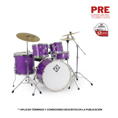 BATERIA 5 PIEZAS CON HARDWARE PURPLE SPARKLE 12,13,16,22,14x5,5 PODSP522C2PPS-MM SPARK DIXON