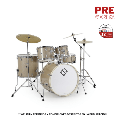 BATERIA 5 PIEZAS CON HARDWARE CHAMPAGNE SPARKLE 10,12,14,20,14x5,5 PODSP520C2GG SPARK DIXON