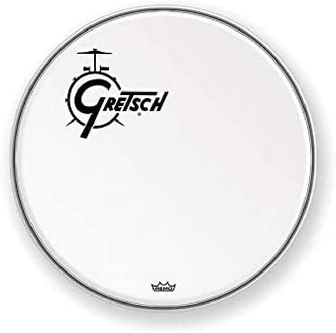 PARCHE DE BOMBO 22 COATED PERMATONE CAPA SIMPLE LOGO NEGRO GRDHCW22O OFFSET GRETSCH 1