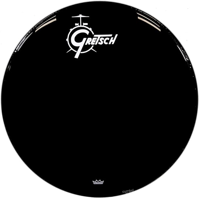 PARCHE DE BOMBO 22 EBONY CAPA SIMPLE LOGO BLANCO GRDHEB22 GRETSCH 1