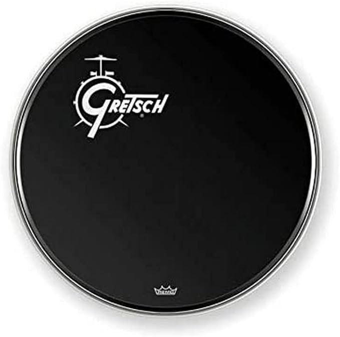 PARCHE DE BOMBO 20 EBONY CAPA SIMPLE LOGO BLANCO GRDHEB20O OFFSET GRETSCH 1