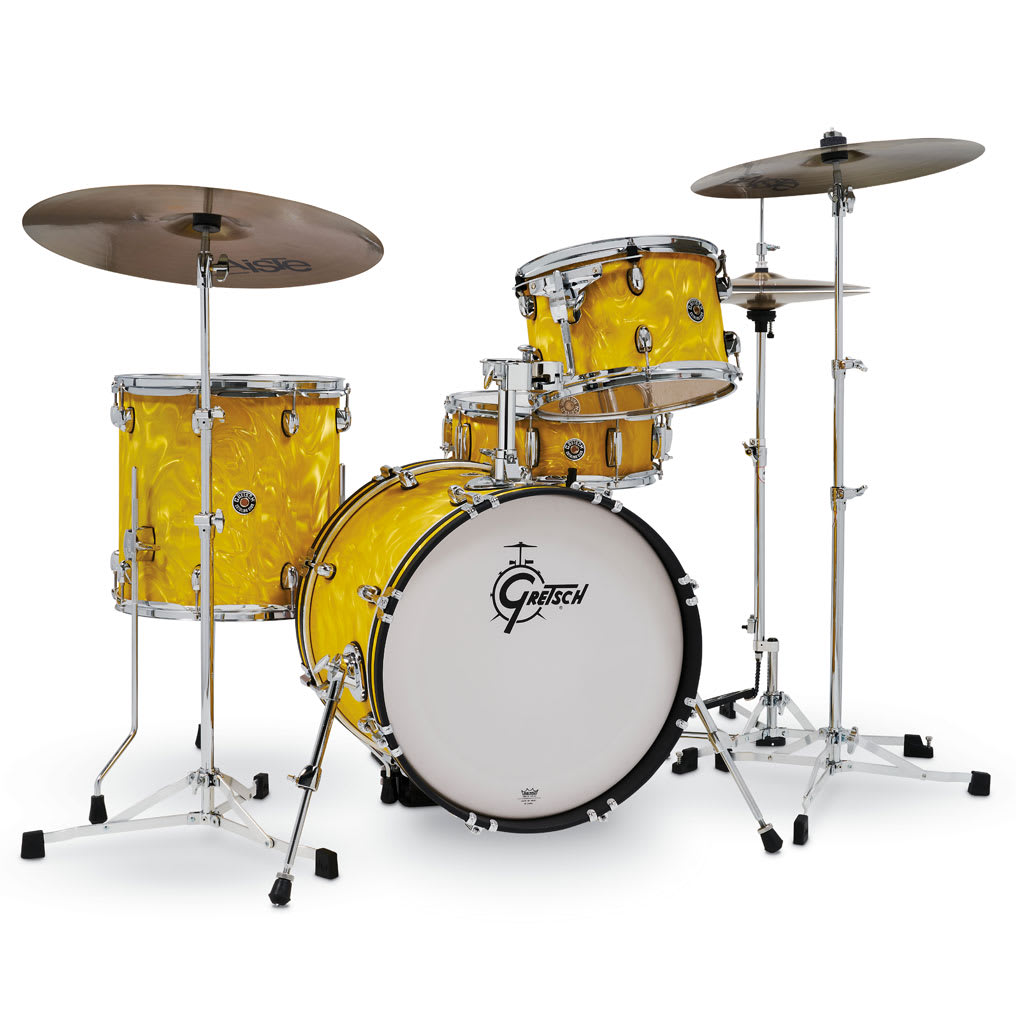 GRETSCH CATALINA CLUB JAZZ 12,14,18 + 14 X 7 YELLOW SATIN FLAME 1