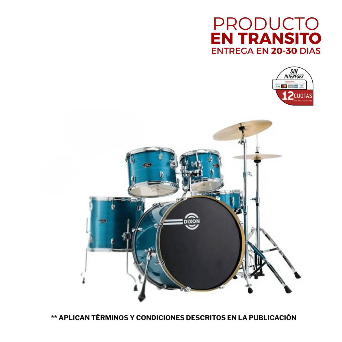 BATERIA 5 PIEZAS CON HARDWARE CYCLONE BLUE 10,12,14,20,14x5,5 PODSP520BCBL SPARK DIXON 1