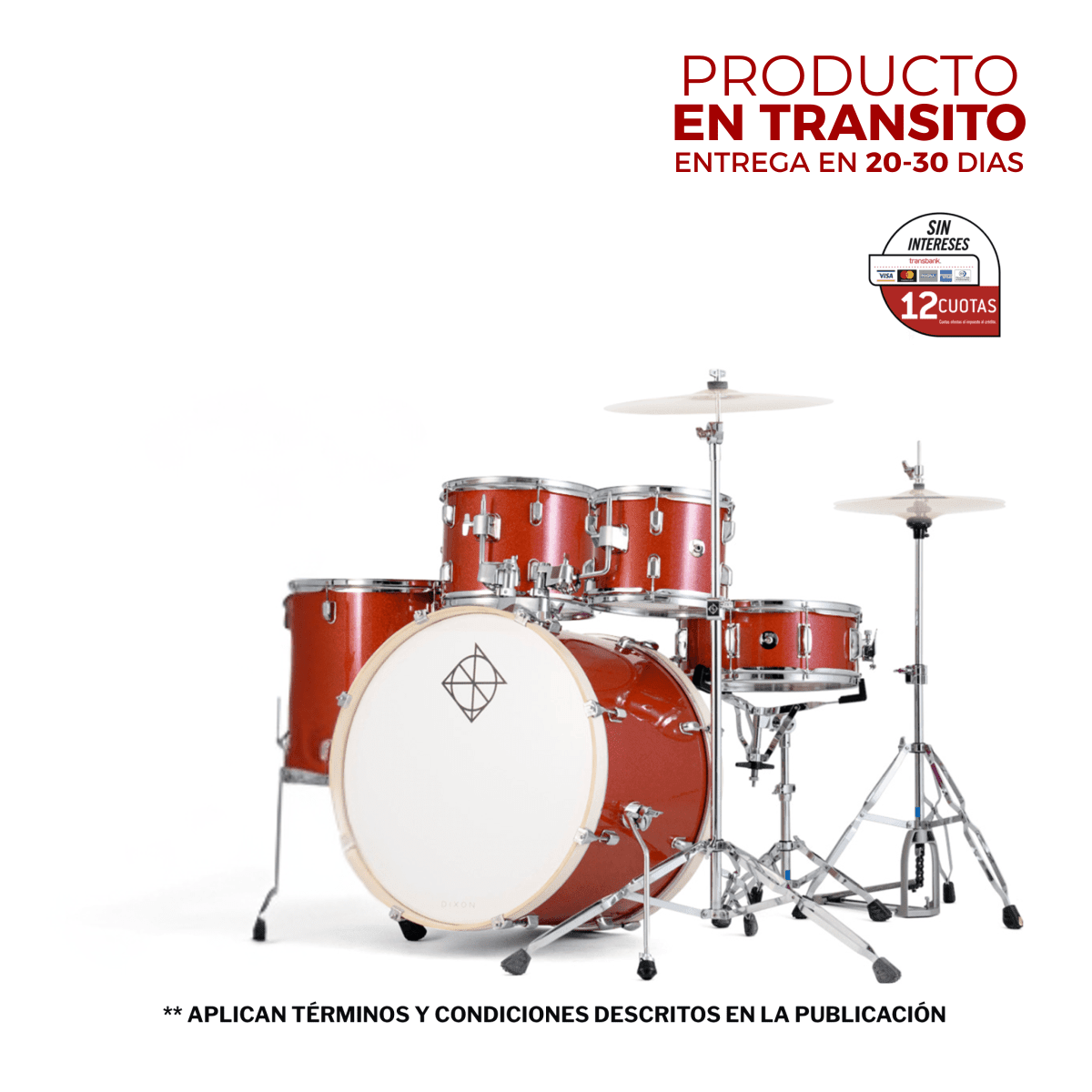 BATERIA 5 PIEZAS CON HARDWARE CHAMPAGNE SPARKLE 10,12,14,20,14x5,5 PODSP520BCPS SPARK DIXON 1
