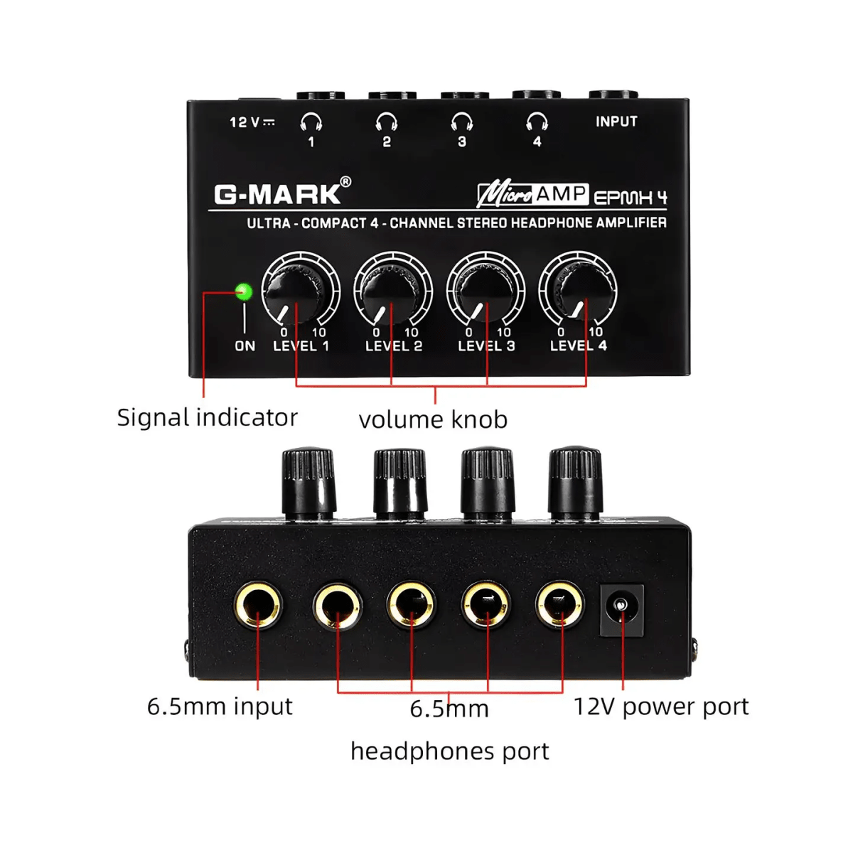 AMPLIFICADOR DE AUDIFONOS 4 SALIDAS EPMH4 G-MARK3