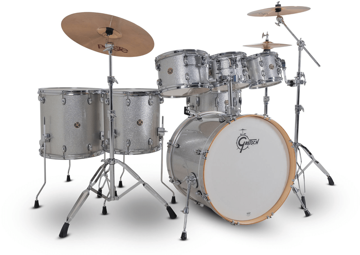 SHELLPACK CATALINA MAPLE 8,10,12,14,16,22 + 14X6.5 SILVER SPARKLE CM2-E627-SS GRETSCH 1