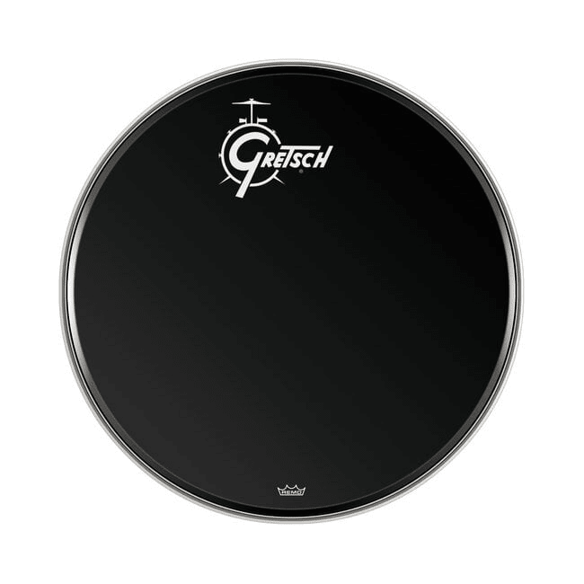 PARCHE DE BOMBO 24 EBONY CAPA SIMPLE LOGO BLANCO GRDHEB24 GRETSCH 1