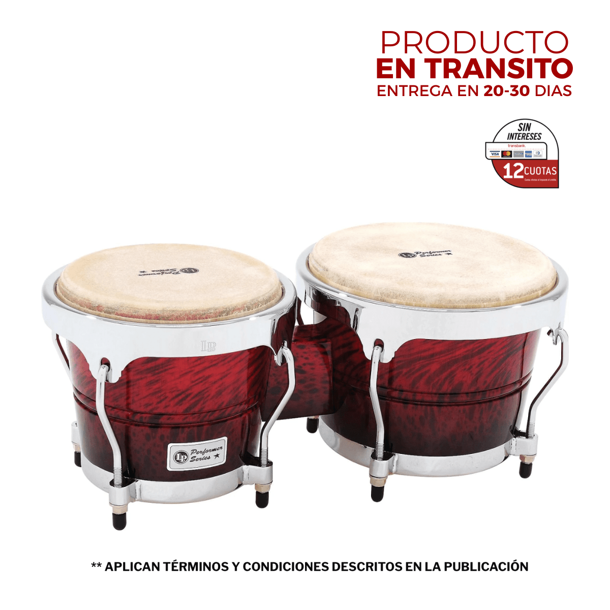 BONGO PERFORMER SERIES 6 3/4 - 8 RED LAVA FADE LPP601-RMFC LP 1