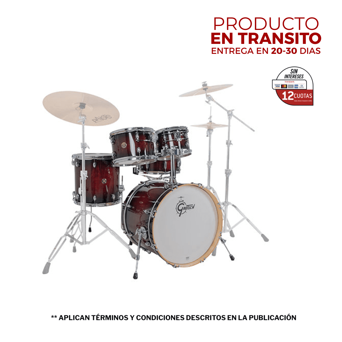 SHELLPACK CATALINA MAPLE 10,12,14,20 + 14X5.5 DEEP CHERRY BURST CM2-E605-DCB GRETSCH 1