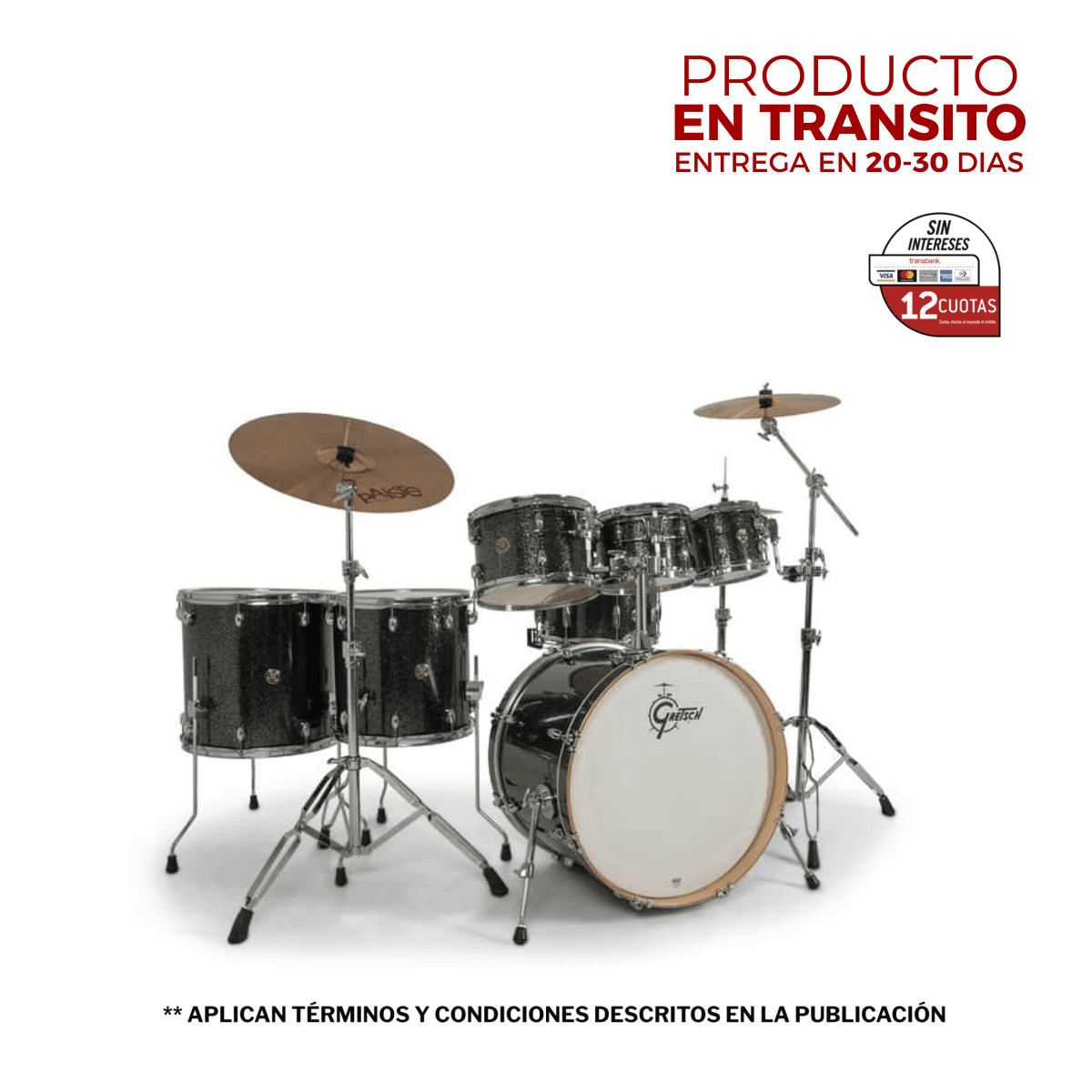 SHELLPACK CATALINA MAPLE 8,10,12,14,16,22 + 14X6.5 BLACK STARDUST CM2-E627-BS GRETSCH 1