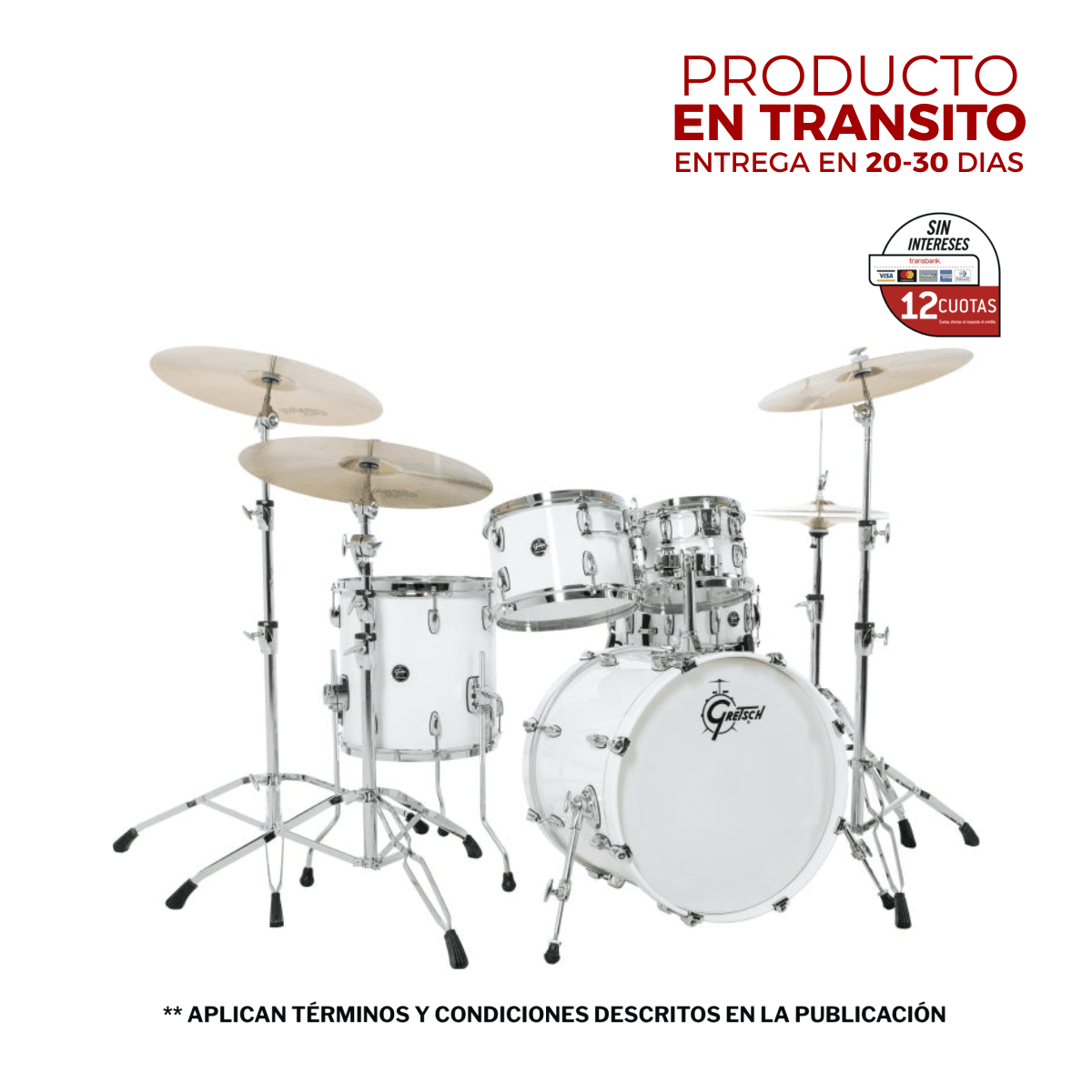 GRETSCH RENOWN MAPLE 20,10,12,14,5.5X14 + HOLDER PIANO WHITE 1