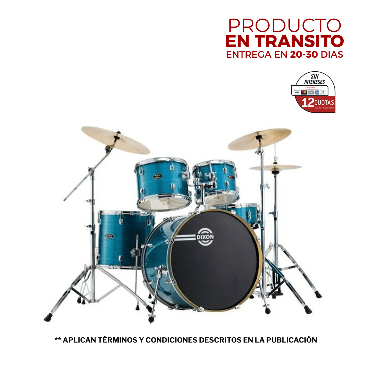 BATERIA 5 PIEZAS CON HARDWARE CYCLONE BLUE 12,13,16,22,14x5,5  PODSP522BCBL SPARK DIXON 1