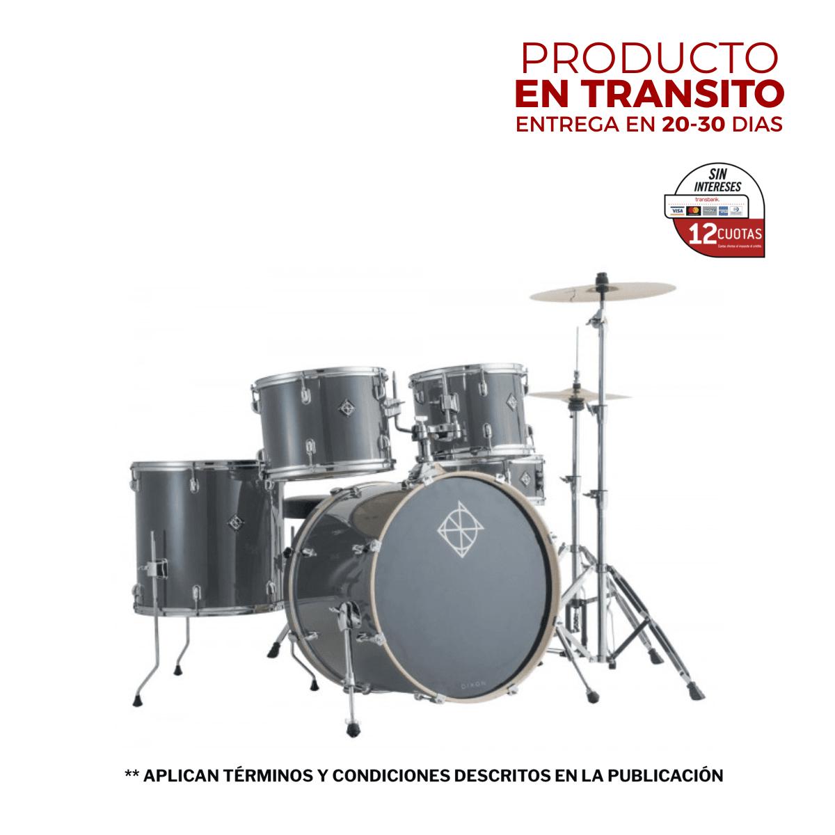 BATERIA 5 PIEZAS CON HARDWARE GUN METAL 10,12,14,20,14x5,5 PODSP520BGM SPARK DIXON 1