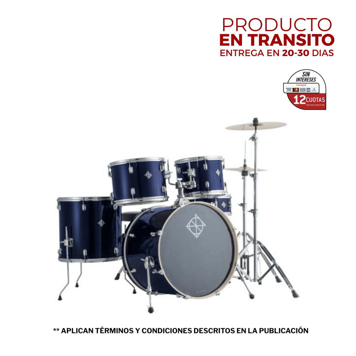 BATERIA 5 PIEZAS CON HARDWARE DEEP BLUE 12,13,16,22,14x5,5 PODSP522BDB SPARK DIXON 1