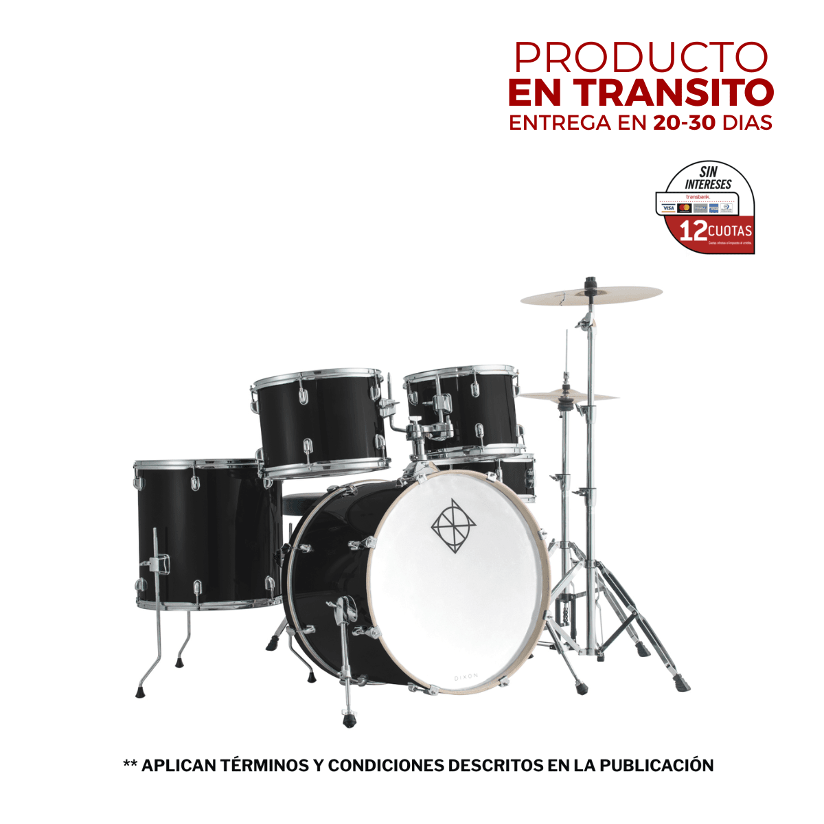 BATERIA 5 PIEZAS CON HARDWARE BLACK 10,12,14,20,14x5,5 PODSP520BBK SPARK DIXON 1