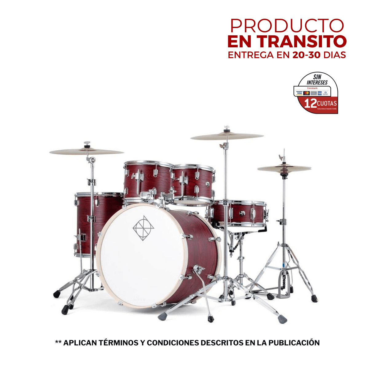BATERIA 5 PIEZAS CON HARDWARE RED OAK 12,13,16,22,14x5,5 PODSP522C2RO-MM SPARK DIXON 1