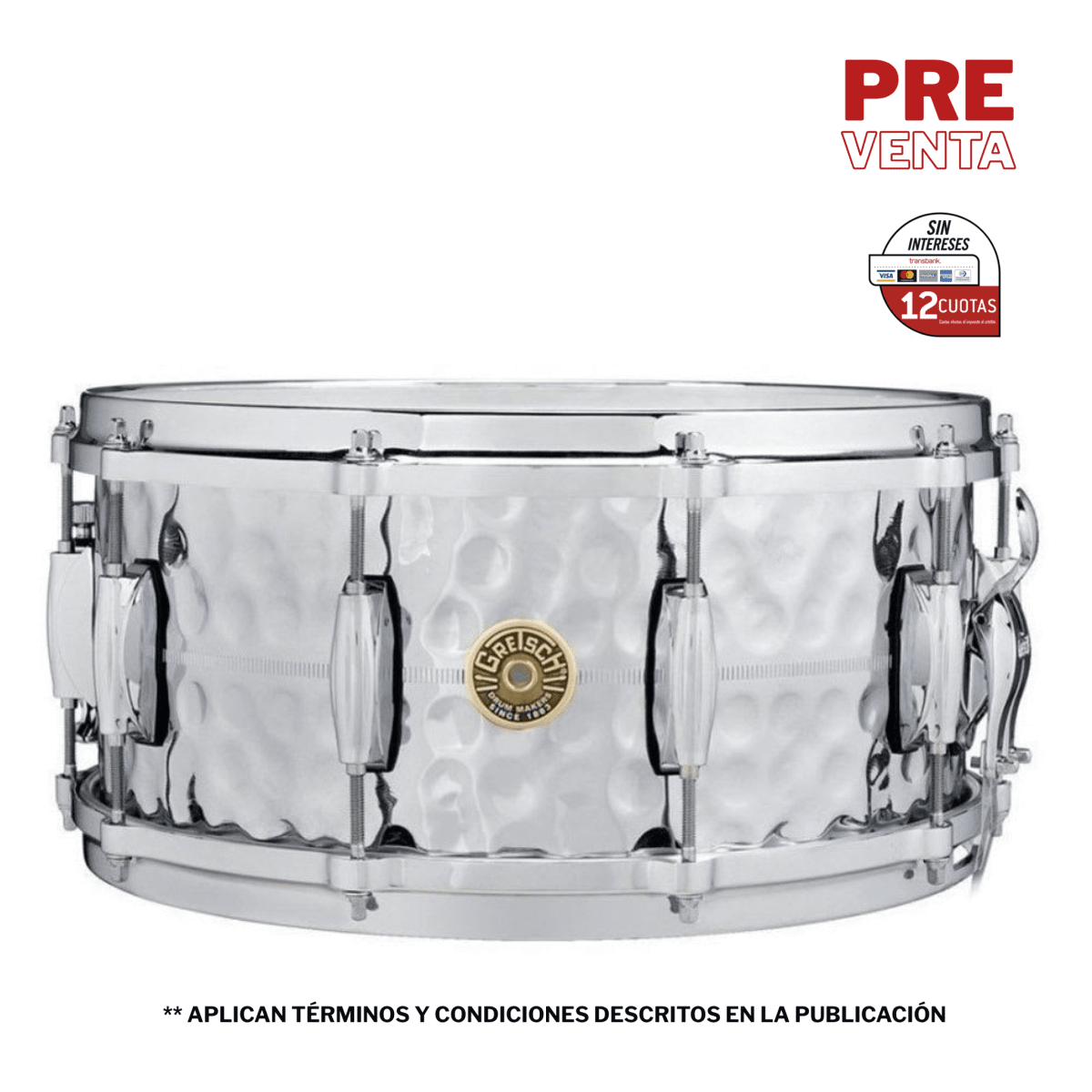 TAMBOR 14X6,5 USA CUSTOM HAMMERED CHROME OVER BRASS GRETSCH 1