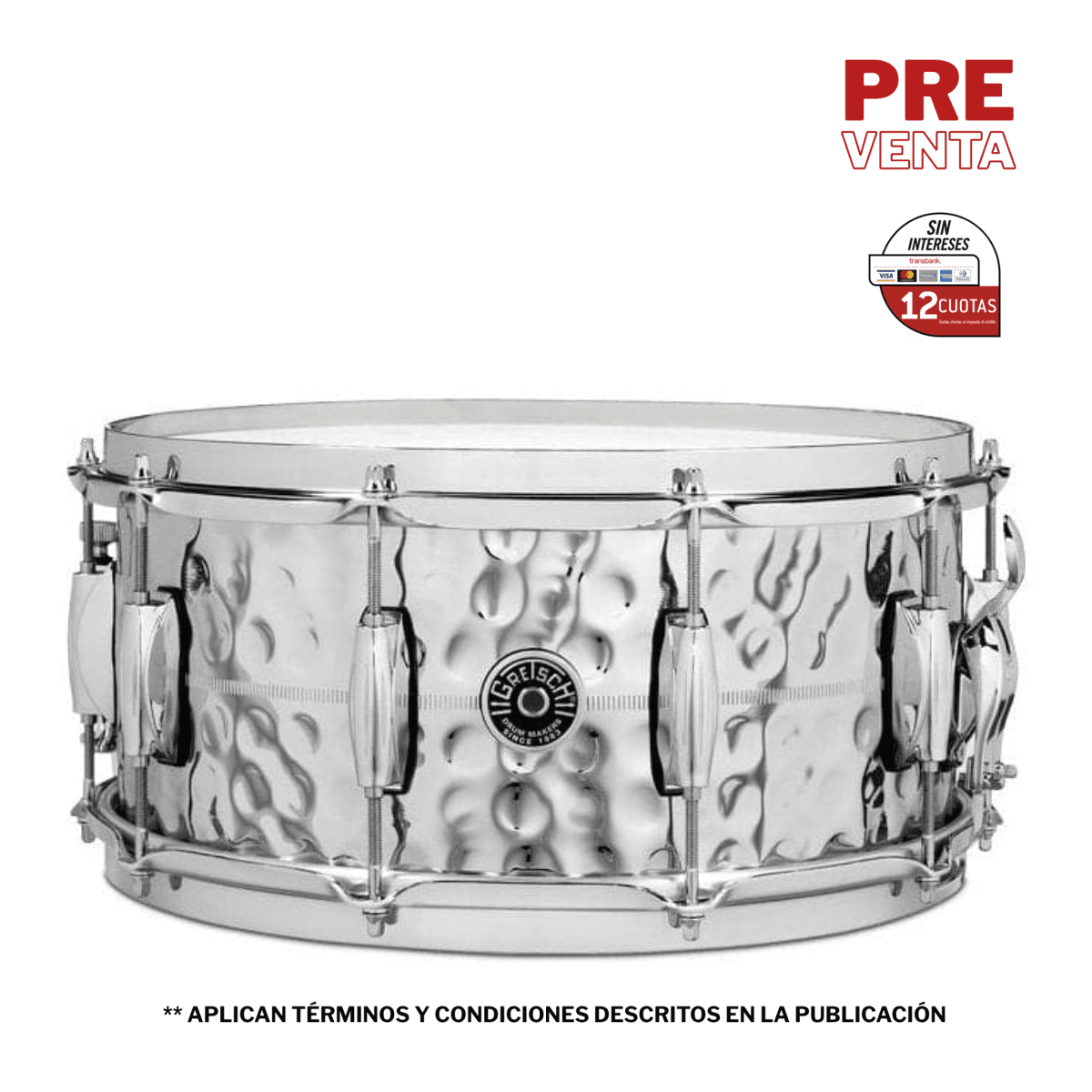 TAMBOR USA BROOKLYN 14X6,5 HAMMERED CHROME OVER BRASS GB4164HB GRETSCH 1