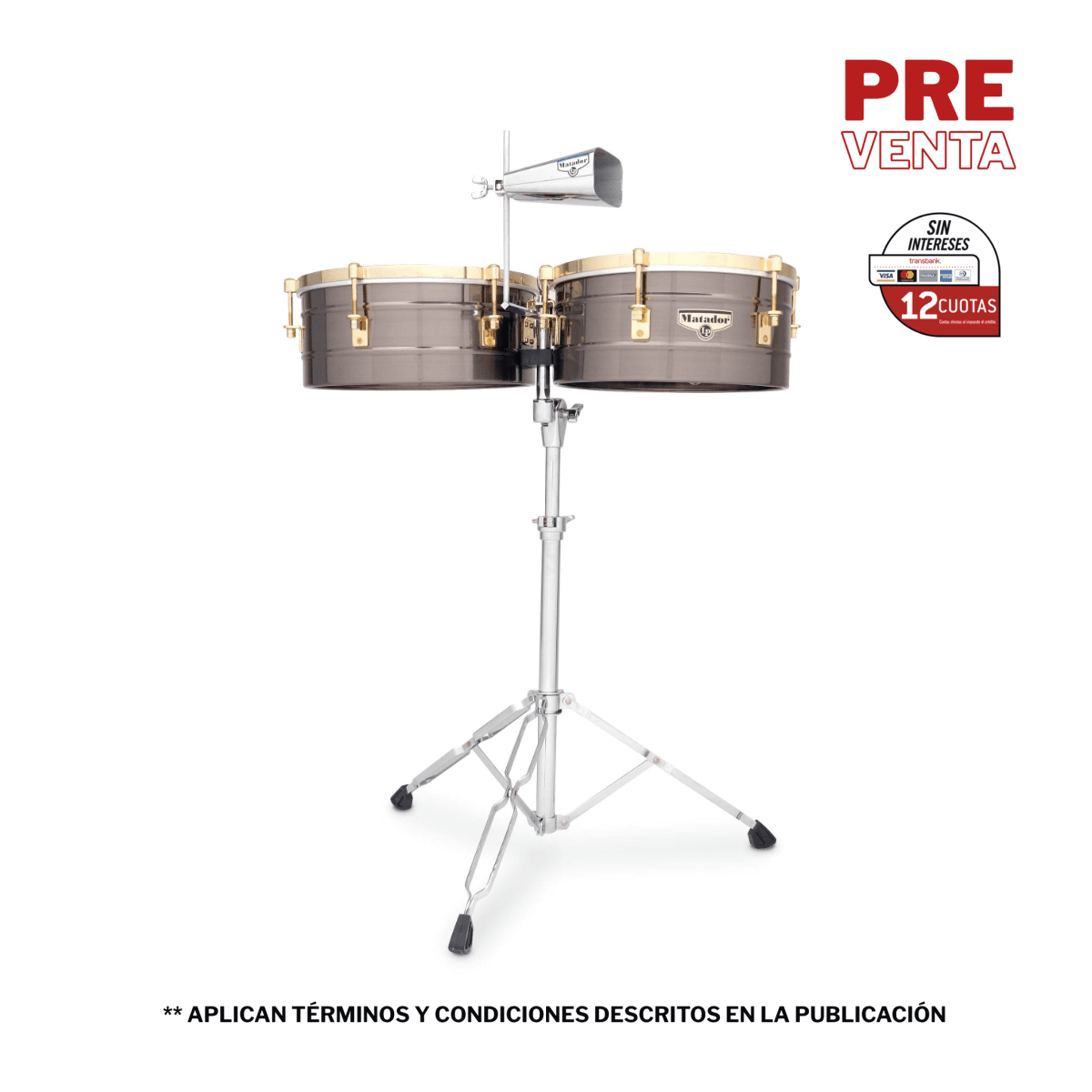 TIMBAL MATADOR BLACK NICKEL CON CAMPANA 14 Y 15 PULGADAS 1
