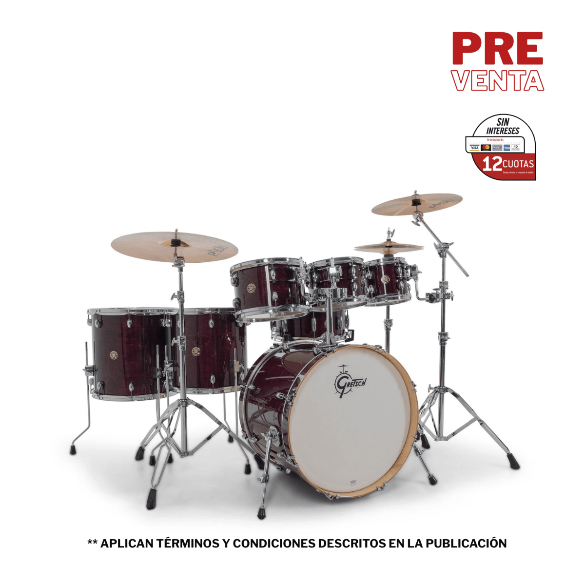SHELLPACK CATALINA MAPLE 8,10,12,14,16,22 + 14X6.5 PURPLE GLOSS CM2-E627-PG GRETSCH 1
