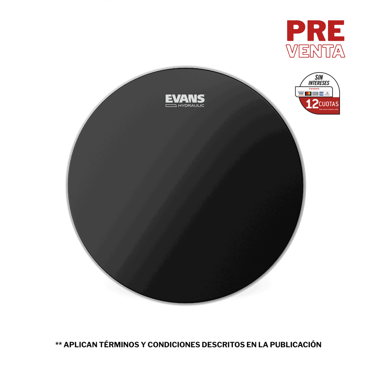 PARCHE TAMBOR EVANS HYDRAULIC NEGRO POROSO 14 1